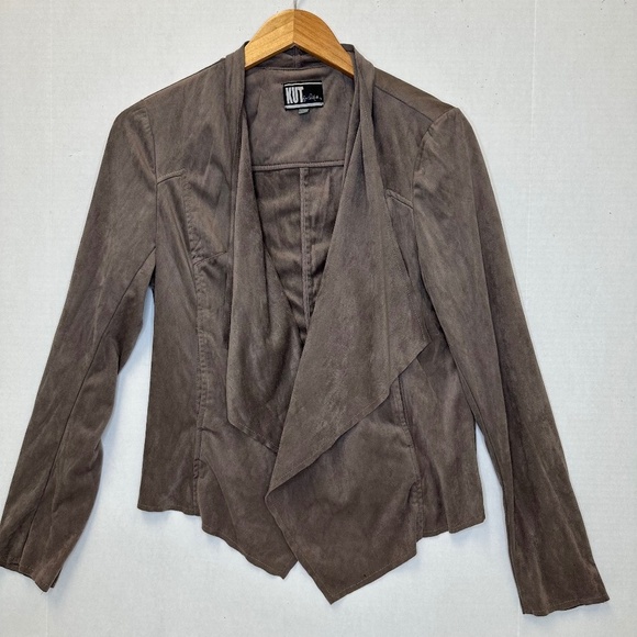 Kut from the Kloth Suede Brown Open Cardigan size Large - Picture 1 of 9